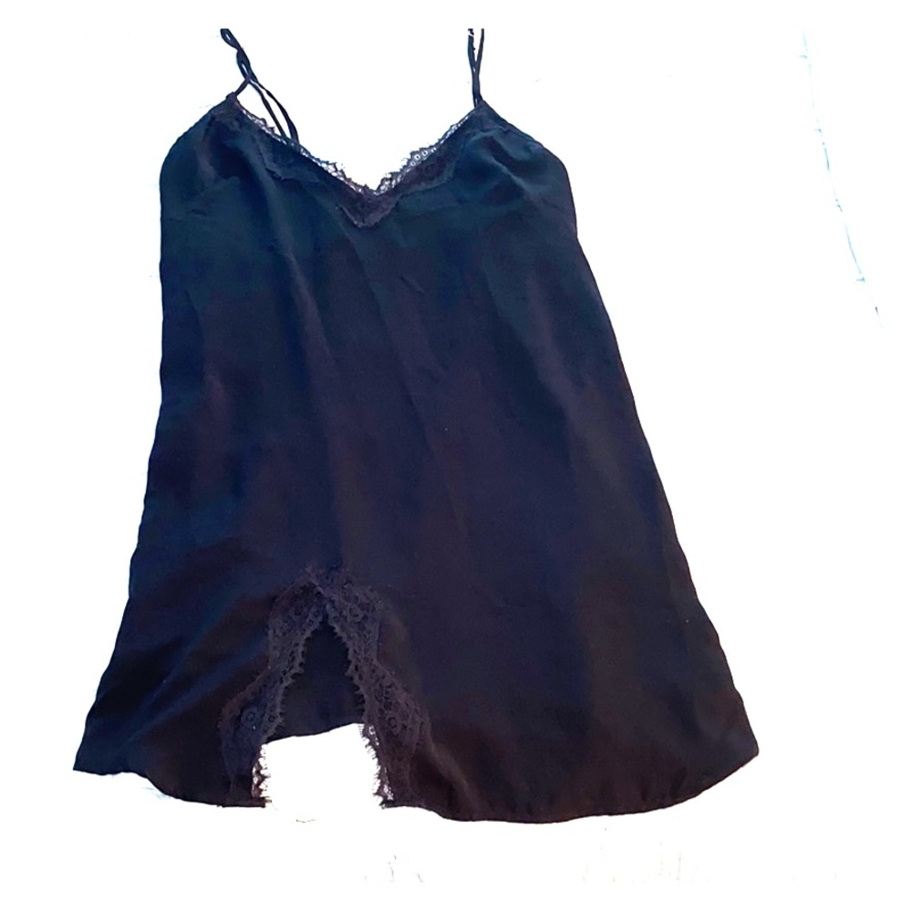 Black lace embellished Urban Outfitters slip dress